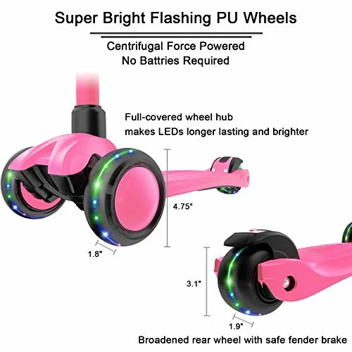 Best reviews of β Kick Scooter B03, Lean 'N Glide 3-Wheeled Push Scooter With Extra Wide PU Light-Up Wheels, Any Height Adjustable Handlebar And Strong Thick Deck For Children From 3-12yrs (Rose Pink) π€© - Image 4