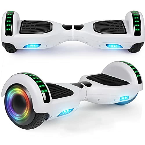 Coupon 𧨠Hoverboard, 6.5" Self Balancing Scooter Hover Board With Bluetooth Wheels LED Lights For Kids Adults A001 Black π