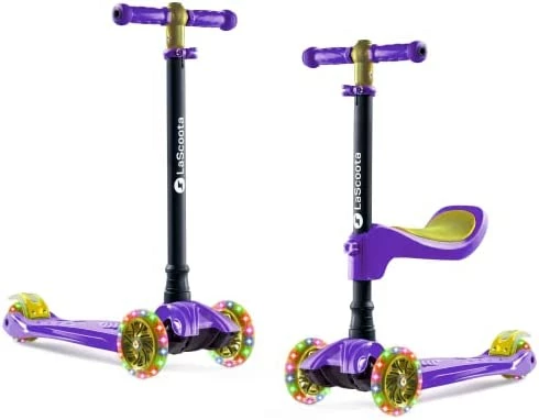 Wholesale β€οΈ Scoota 2-in-1 Kids Kick Scooter, Adjustable Height Handlebars And Removable Seat, 3 LED Lighted Wheels And Anti-Slip Deck, For Boys & Girls Aged 3-12 And Up To 100 Lbs. Purple π - Image 14