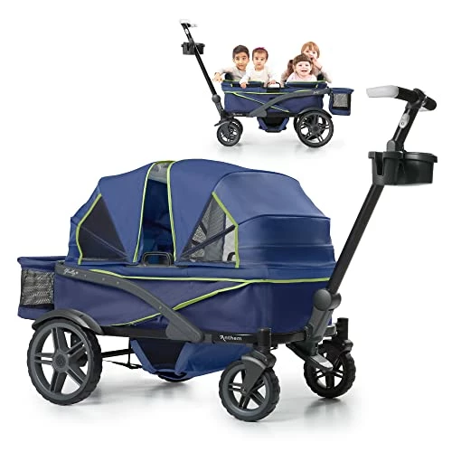 Brand new π Anthem 4 Quad Wagon Stroller, All-Terrain Collapsible Wagon With Canopy For Kids, 4 Seater (Sand & Sea) π - Image 8