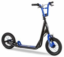 Flash Sale 🌟 Expo Youth Scooter, Front And Rear Caliper Brakes, Rear Axle Pegs, 12-Inch Inflatable Wheels, Non Electric Black/blu ⌛