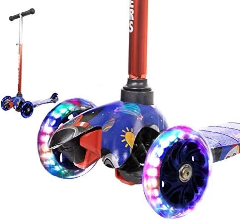 Deals π Dinosaur Print Kick Scooter For Boys & Girls 3 Wheel Scooter, Adjustable Kick Scooter For Kids With PU LED Light Up Wheels, Step Brake, Lean 2 Turn, Ride On Toys For Children 3 Year Plus Bl β¨ - Image 9