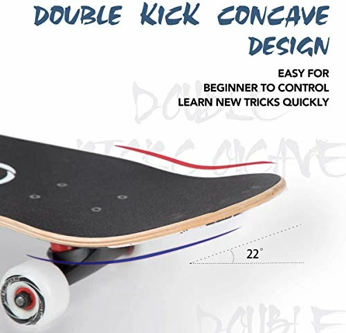 Brand new 𧨠Skateboards For Beginners,31 X 8 Complete Standard Skate Boards For Girls Boys, 7 Layer Canadian Maple Double Kick Concave Skateboard For Kids Youth Teens Adults π - Image 6