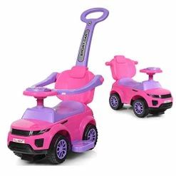 Cheapest 🥰 Push Cars For Toddlers, 3-in-1 Kids Toy Car Stroller With Push Handle & Detachable Guardrail, Sound & Lights, Under Seat Storage, Foot-to-Floor Ride On Push Car For Boys Girls (Pink) 🎉