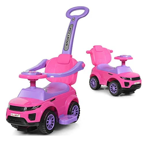 Cheapest π₯° Push Cars For Toddlers, 3-in-1 Kids Toy Car Stroller With Push Handle & Detachable Guardrail, Sound & Lights, Under Seat Storage, Foot-to-Floor Ride On Push Car For Boys Girls (Pink) π