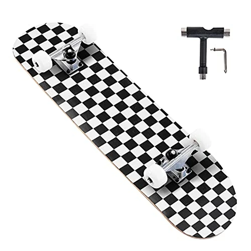 Coupon 🤩 31 Inch Skateboards, Complete Skateboard For Girls/Boys/Teens/Youth/Beginners, 7 Layer Northeast Maple Double Kick Concave Skateboards For Kids Youth Teens Adults Black ✔️