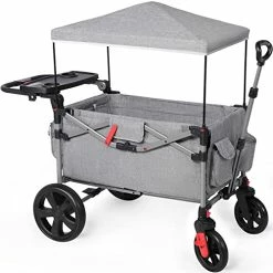 Top 10 🔥 Foldable Wagons For Two Kids & Cargo, Collapsible Folding Stroller With Adjustable Handle Bar,Removable Canopy With 5-Point Harness Gray 😀