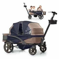 Brand new 🎉 Anthem 4 Quad Wagon Stroller, All-Terrain Collapsible Wagon With Canopy For Kids, 4 Seater (Sand & Sea) 🎉