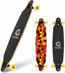 Cheap 🛒 Longboard Skateboard, 42 Inch Drop Through Long Board Complete 9 Ply Maple Cruiser Carver For Girls Boys Teens Adults Beginners Sunset Glow 🎉