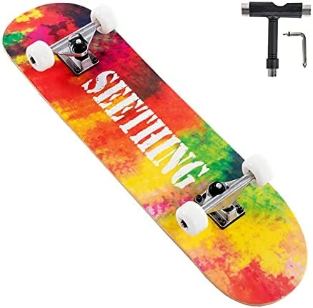 Coupon 🤩 31 Inch Skateboards, Complete Skateboard For Girls/Boys/Teens/Youth/Beginners, 7 Layer Northeast Maple Double Kick Concave Skateboards For Kids Youth Teens Adults Black ✔️ - Image 11
