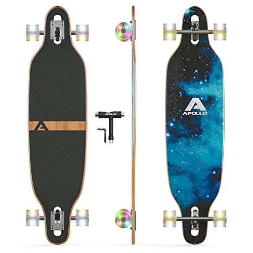 Cheapest π POLLO Longboard Skateboards - Premium Long Boards For Adults, Teens And Kids. Cruiser Long Board Skateboard. Drop Through Longboards Made Of Bamboo & Fiberglass - High-Speed Bearings & T-Tool Weird π