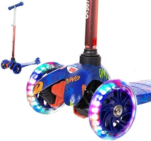 Deals π Dinosaur Print Kick Scooter For Boys & Girls 3 Wheel Scooter, Adjustable Kick Scooter For Kids With PU LED Light Up Wheels, Step Brake, Lean 2 Turn, Ride On Toys For Children 3 Year Plus Bl β¨ - Image 7