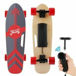 Coupon 🔔 Electric Skateboard, 350W Electric Skateboard With Wireless Remote Control For Adult Teens, 12.4MPH Top Speed, 8 Miles Max Range, 3-Speed Adjustment, Load Up To 220lbs Dark Grey 🌟