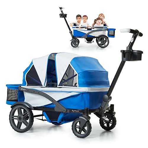 Brand new π Anthem 4 Quad Wagon Stroller, All-Terrain Collapsible Wagon With Canopy For Kids, 4 Seater (Sand & Sea) π - Image 7