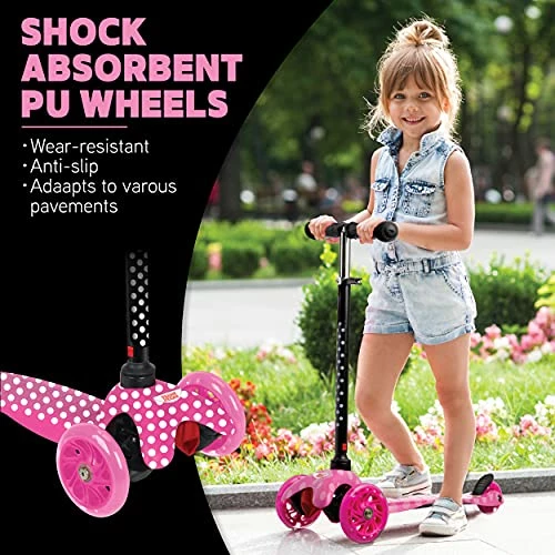 Deals π Dinosaur Print Kick Scooter For Boys & Girls 3 Wheel Scooter, Adjustable Kick Scooter For Kids With PU LED Light Up Wheels, Step Brake, Lean 2 Turn, Ride On Toys For Children 3 Year Plus Bl β¨ - Image 5