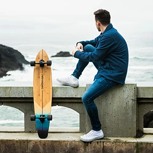 Top 10 π€© Zed Longboard Skateboard Complete Cruiser | Bamboo & Canadian Maple Wood Cruiser W/ Reverse Kingpin Trucks For Commuting, Cruising, Carving & Downhill Riding Riptid 𧨠- Image 6