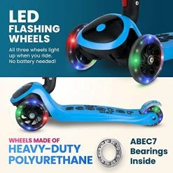 Buy π Kick Scooters For Kids Ages 3-5 (Suitable For 2-12 Year Old) Adjustable Height Foldable Scooter Removable Seat, 3 LED Light Wheels, Rear Brake, Wide Standing Board, Outdoor Activities For Boys/Girls A-blue π€©