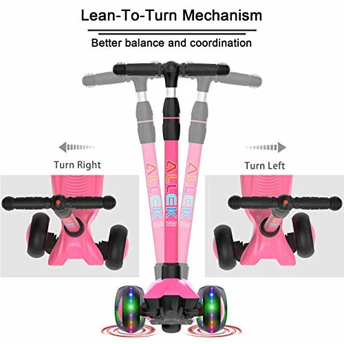 Best reviews of β Kick Scooter B03, Lean 'N Glide 3-Wheeled Push Scooter With Extra Wide PU Light-Up Wheels, Any Height Adjustable Handlebar And Strong Thick Deck For Children From 3-12yrs (Rose Pink) π€© - Image 5