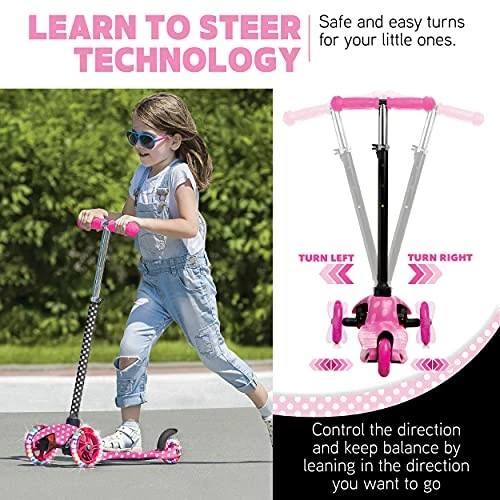 Deals π Dinosaur Print Kick Scooter For Boys & Girls 3 Wheel Scooter, Adjustable Kick Scooter For Kids With PU LED Light Up Wheels, Step Brake, Lean 2 Turn, Ride On Toys For Children 3 Year Plus Bl β¨ - Image 3