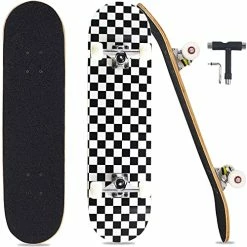 Cheap 🧨 Complete Skateboards For Beginners Adults Youths Teens Kids Girls Boys 31"x8" Skate Boards Canadian Maple Double Kick Concave Longboards With T Tools Check 🛒