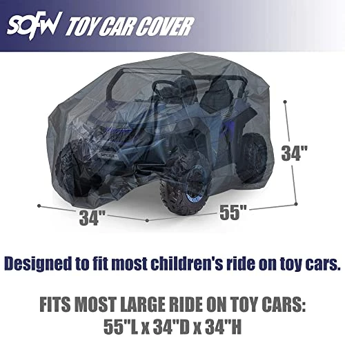 Hot Sale π Large Kids Ride-On Truck Toy Car Cover,Heavy Duty 600D Electric Jeep Power Wheels Cover Waterproof All Weather -Jeep Power Wheels Cover, Water-Resistant For Outdoor,55" L X 34" W X 34" H Grey And Blue π - Image 2