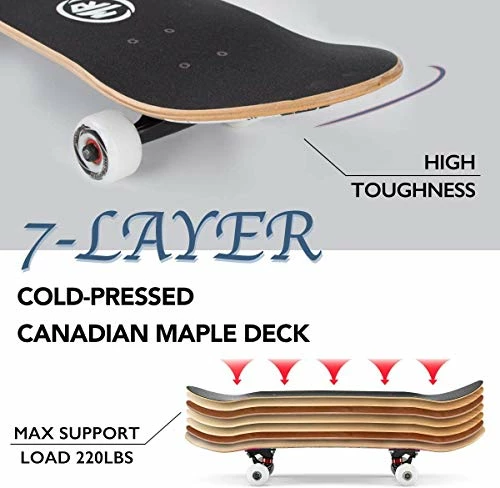 Brand new 𧨠Skateboards For Beginners,31 X 8 Complete Standard Skate Boards For Girls Boys, 7 Layer Canadian Maple Double Kick Concave Skateboard For Kids Youth Teens Adults π - Image 2