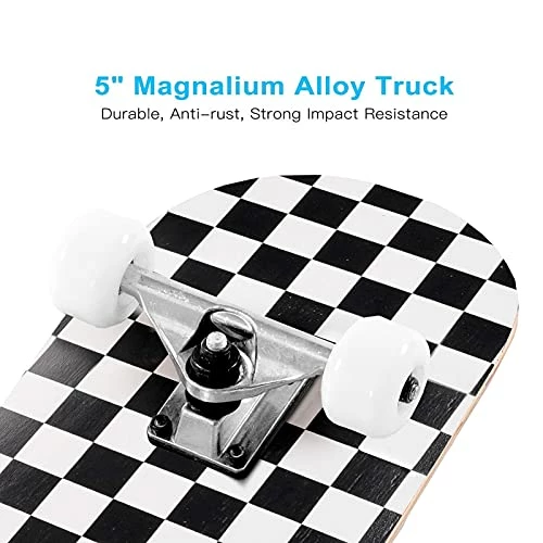 Coupon 🤩 31 Inch Skateboards, Complete Skateboard For Girls/Boys/Teens/Youth/Beginners, 7 Layer Northeast Maple Double Kick Concave Skateboards For Kids Youth Teens Adults Black ✔️ - Image 6