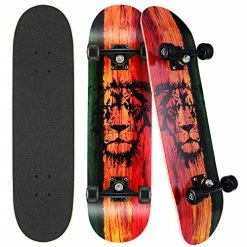 Hot Sale ✨ Skateboards For Beginners, Upgraded 31"x8" Complete Standard Skateboard For Kid Teen Adult, 8 Layer Canadian Maple Double Kick Concave Cruiser Trick Skateboard With All-in-1 Skate T-Tool & Bag ‎black Bones 🔥