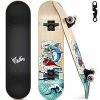 Brand new 🛒 Skateboards For Beginners, 31"x8" Complete Skateboard For Kids Teens & Adults, 7 Layer Canadian Maple Wood Double Kick Deck Concave Standard And Tricks Skateboard With All-in-1 Skate Tool ❤️