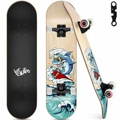 Brand new π Skateboards For Beginners, 31"x8" Complete Skateboard For Kids Teens & Adults, 7 Layer Canadian Maple Wood Double Kick Deck Concave Standard And Tricks Skateboard With All-in-1 Skate Tool β€οΈ