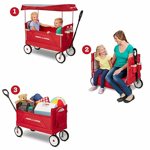 Coupon π 3-In-1 EZ Folding, Outdoor Collapsible Wagon For Kids & Cargo, Red Folding Wagon β€οΈ