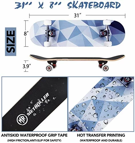 Brand new 𧨠Skateboards For Beginners,31 X 8 Complete Standard Skate Boards For Girls Boys, 7 Layer Canadian Maple Double Kick Concave Skateboard For Kids Youth Teens Adults π - Image 3