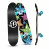 Flash Sale 🌟 Skateboard, 31"x 8" Complete Standard Skate Boards For Girls Boys Beginner, 9 Layer Maple Double Kick Deck Skateboards For Kids Youth Teens Flower ⌛