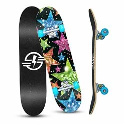 Flash Sale π Skateboard, 31"x 8" Complete Standard Skate Boards For Girls Boys Beginner, 9 Layer Maple Double Kick Deck Skateboards For Kids Youth Teens Flower β