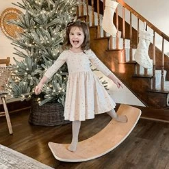 Flash Sale 🔔 Little Dove Wooden Balance Board Wobble Board Preschool Toys Early Learning Kid Yoga Curvy Board - Rocker Board Kid Size Natural Wood Natural Wooden 🧨
