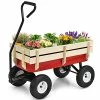 Promo 😀 All Terrain Cargo Wagon Wood Railing Kids Children Garden Air Tires Outdoor Red 🤩