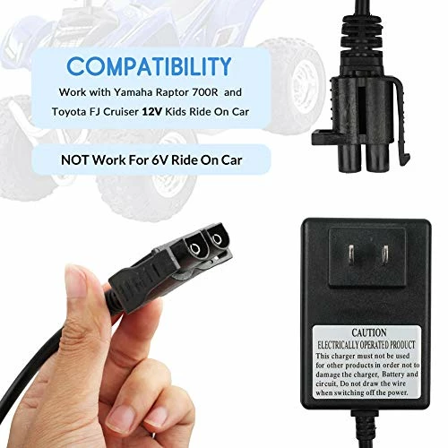 Best deal π 12V Battery Charger For Kids Ride On Toys, Power Supply Adapter For Yamaha Raptor 700R, Toyota FJ Cruiser, MegaTredz, Motion Trendz 12 Volt Children Electric Wheels Cars, UL Listed π― - Image 2