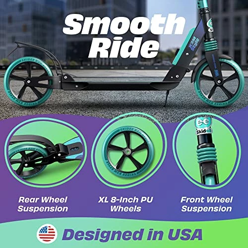 Best deal π Scooter For Kids Ages 6-12 - Scooters For Teens 12 Years And Up - Adult Scooter With Anti-Shock Suspension - Scooter For Kids 8 Years And Up With 4 Adjustment Levels Handlebar Up To 41 Inches High Street Art π - Image 2