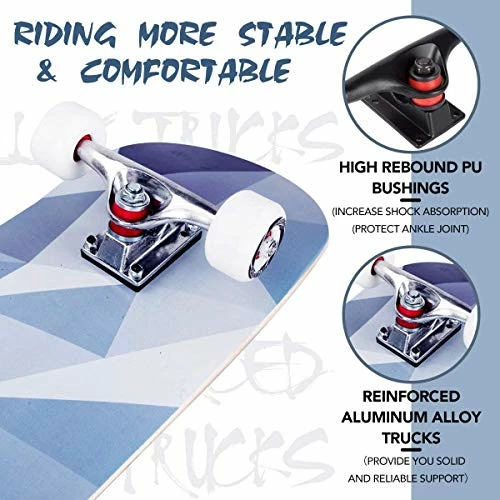 Brand new 𧨠Skateboards For Beginners,31 X 8 Complete Standard Skate Boards For Girls Boys, 7 Layer Canadian Maple Double Kick Concave Skateboard For Kids Youth Teens Adults π - Image 4