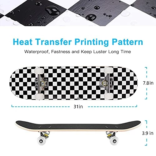 Coupon 🤩 31 Inch Skateboards, Complete Skateboard For Girls/Boys/Teens/Youth/Beginners, 7 Layer Northeast Maple Double Kick Concave Skateboards For Kids Youth Teens Adults Black ✔️ - Image 2