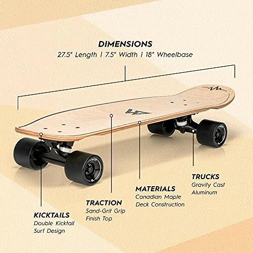 Discount ✔️ Mini Cruiser Skateboard Cruiser | 27.5" X 7.5" | Short Board | Canadian Maple Deck - Designed For Kids, Teens And Adults Bamb ❤️ - Image 2