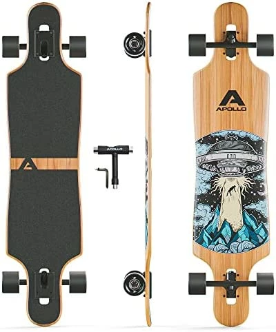 Cheapest π POLLO Longboard Skateboards - Premium Long Boards For Adults, Teens And Kids. Cruiser Long Board Skateboard. Drop Through Longboards Made Of Bamboo & Fiberglass - High-Speed Bearings & T-Tool Weird π - Image 15