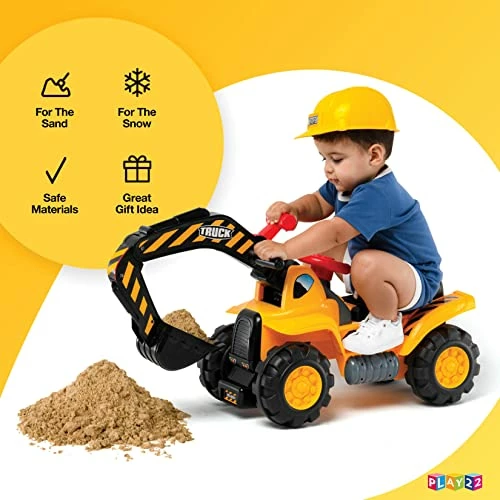 Best Sale π Toy Tractors For Kids Ride On Excavator - Music Sounds Digger Scooter Tractor Toys Bulldozer Includes Helmet With Rocks - Ride On Tractor Pretend Play - Toddler Tractor Construction Truck π