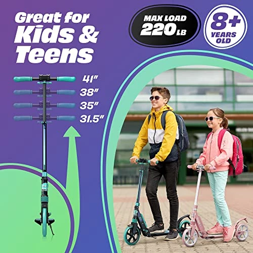 Best deal π Scooter For Kids Ages 6-12 - Scooters For Teens 12 Years And Up - Adult Scooter With Anti-Shock Suspension - Scooter For Kids 8 Years And Up With 4 Adjustment Levels Handlebar Up To 41 Inches High Street Art π - Image 3