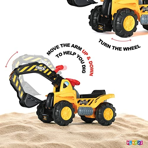 Best Sale π Toy Tractors For Kids Ride On Excavator - Music Sounds Digger Scooter Tractor Toys Bulldozer Includes Helmet With Rocks - Ride On Tractor Pretend Play - Toddler Tractor Construction Truck π - Image 2