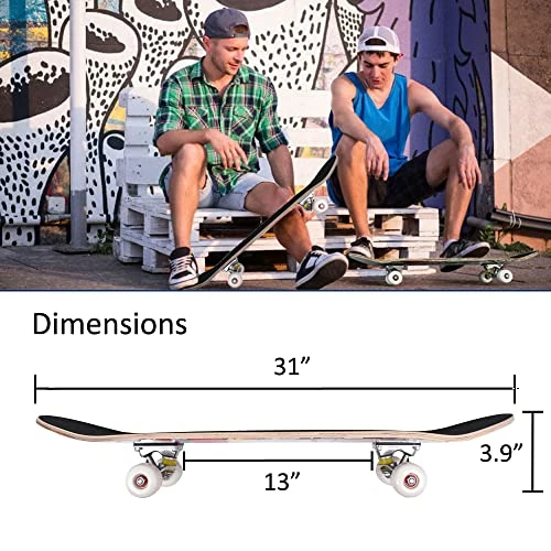 Outlet ✨ Skateboards For Beginners Adults Youths Teens Kids Girls Boys 31 Inch Pro Complete Skate Boards 7 Layer Canadian Maple Double Kick Concave Longboards ✨ - Image 2