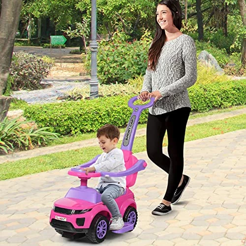Cheapest π₯° Push Cars For Toddlers, 3-in-1 Kids Toy Car Stroller With Push Handle & Detachable Guardrail, Sound & Lights, Under Seat Storage, Foot-to-Floor Ride On Push Car For Boys Girls (Pink) π - Image 5